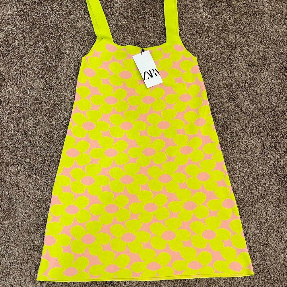 Zara Yellow and Pink Floral Dress